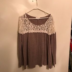 Purple And Cream Lace Long Sleeve